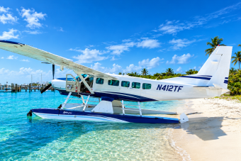 Tropical Seaplane Landing in Turquoise Waters